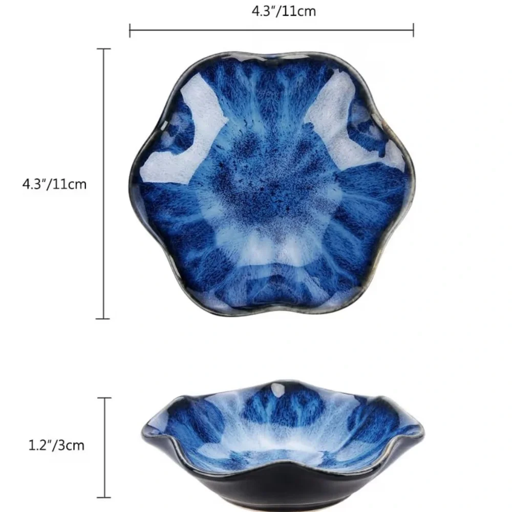 Ceramic lotus leaf Jewlery tray key dish Blue decorative Artistic plate